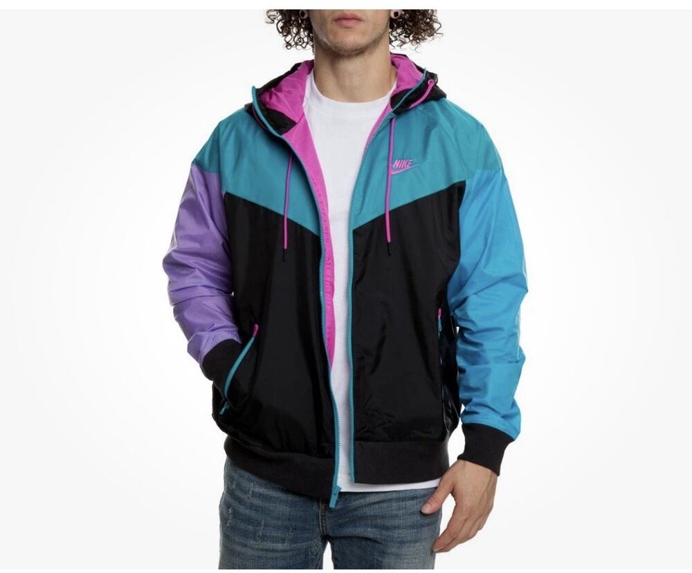 Nike Windrunner Jacket South Beach Black Blue Pink Retro 90'S Colorblock Size XL